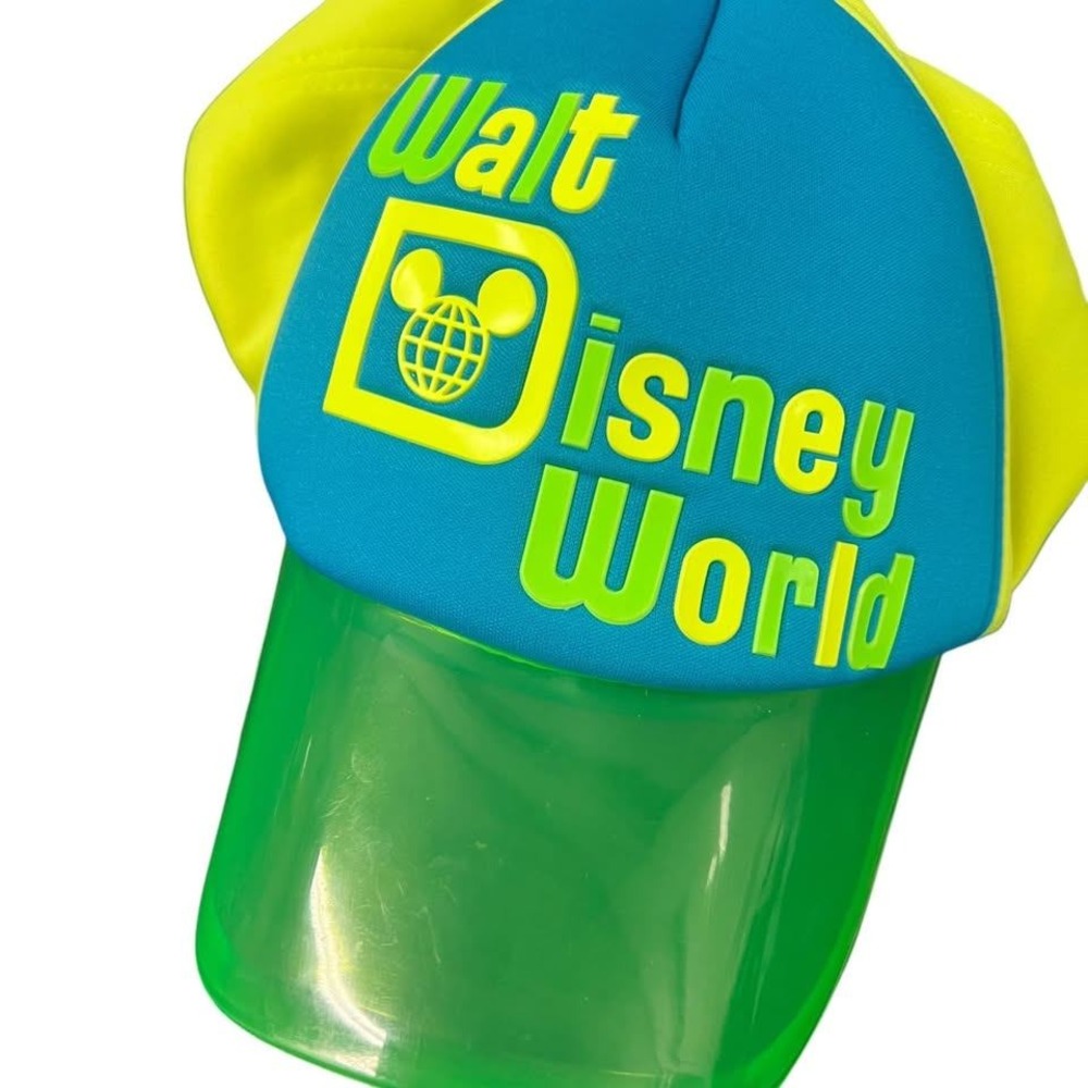 Walt Disney World Retro Neon Green Visor Baseball Style‎ Cap-Hat Adult Hat Only